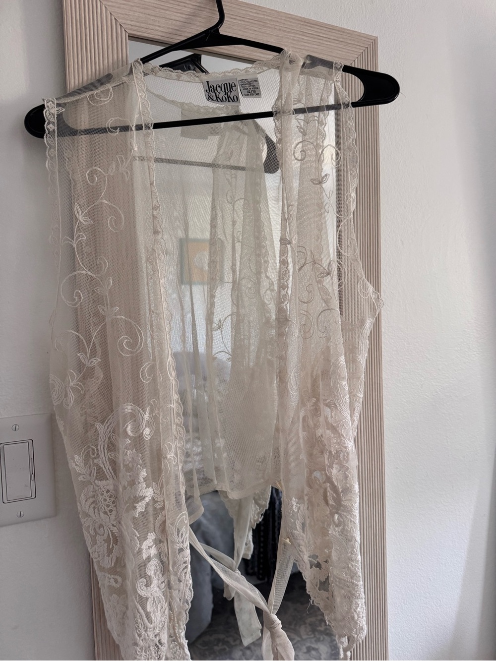 Jacque & Koko Sheer Ivory Lace Button Up Vest - Picture 2 of 6